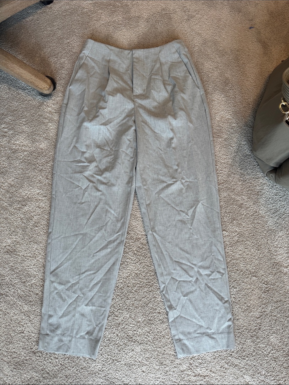 High-Rise Tailored Trousers in Light Gray